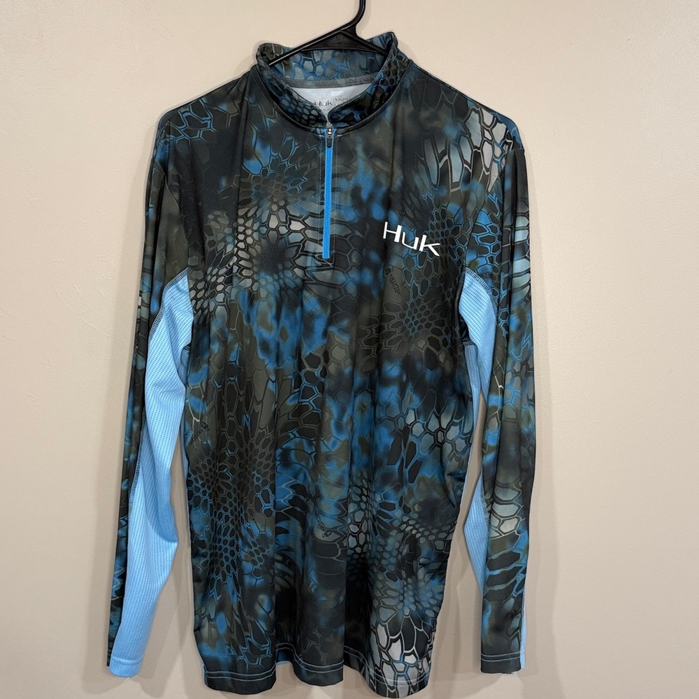 Huk Performance quarter zip - Blue and Black small